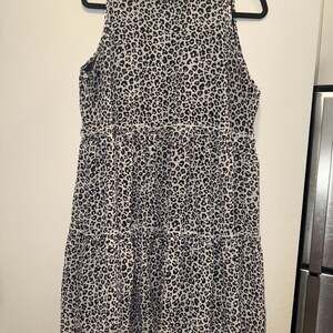 Mud Pie Ruffle Neck Navy Leopard Tiered Dress